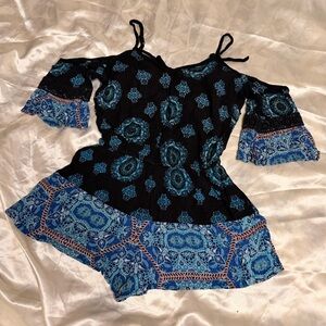 Black and Blue Off-Shoulder Romper